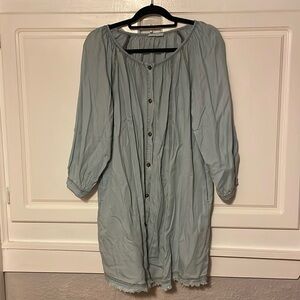 ee:some Light Blue Chambray Button-Front Peasant Dress